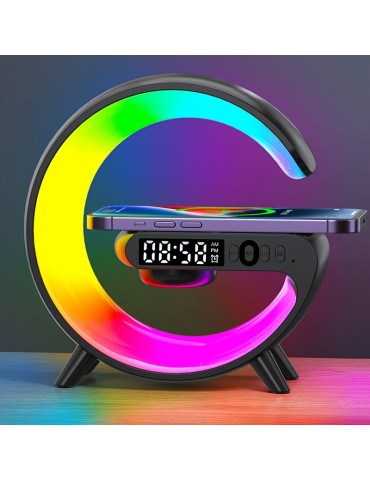 Mini Multifunction Wireless Charger Pad Stand Speakers TF RGB Night Light Fast Charging Station For IPhone14 13 12 For Samsung For Xiaomi