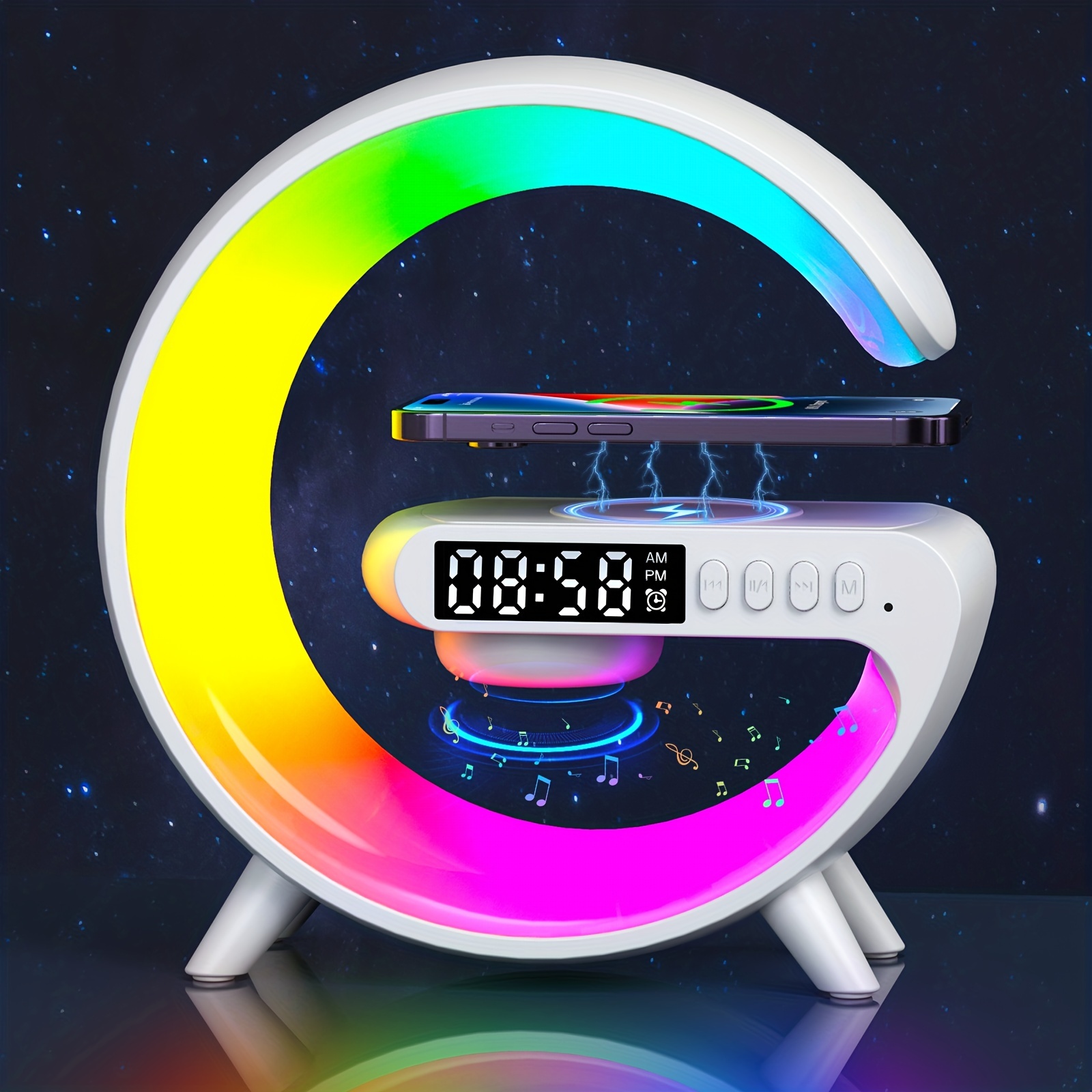 mini multifunction wireless charger pad stand speaker tf rgb night light fast charging station for iphone14 13 12 for samsung for xiaomi details 9